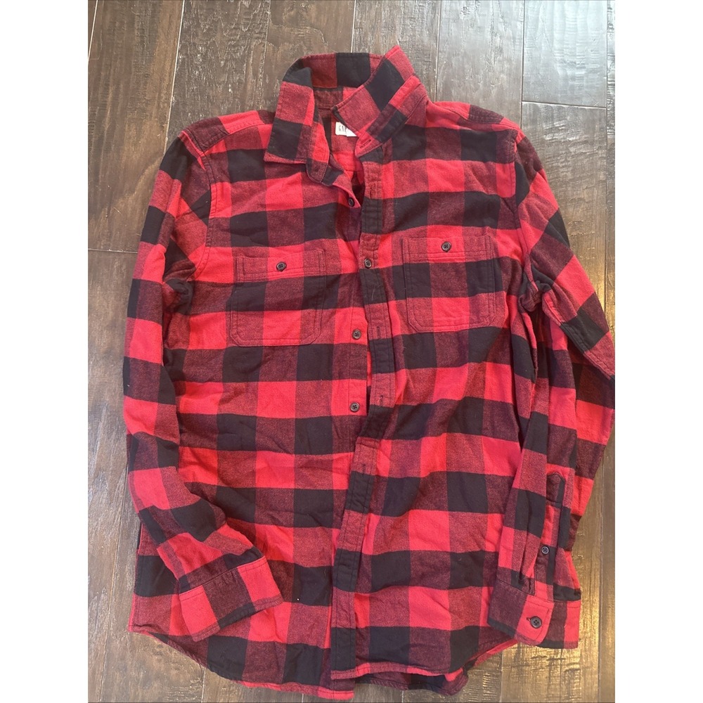 GAP MEN Midweight Pocket Buffalo Check Plaid Flannel Standard Fit Shirt L TALl